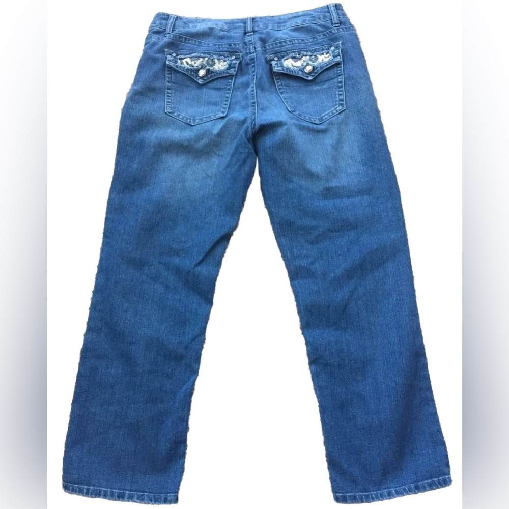 Apt. 9 Womens Capris Size 6 Glitter Detail Denim Jean